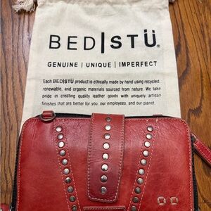Bed Stu Red Leather Studded Clutch
